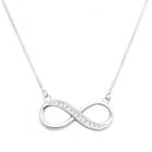 Sterling Silver 925 Half Cubic Zirconia Infinity Charm Pendant Necklace 16"