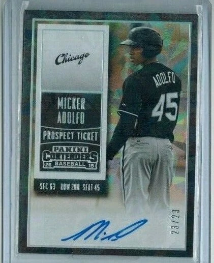 2015 Panini Contenders Prospect Ticket 23/23 Micker Adolfo Auto RC Cracked Ice - Image 1 of 1