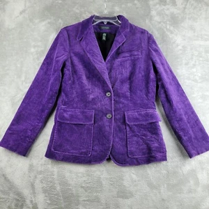 Chaqueta Blazer Lauren Ralph Lauren Mujer 8 Púrpura Pana Elastizada Preppy Carrera - Imagen 1 de 15