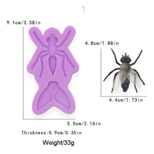 Molde para mosca de silicona 3D insectos fondant helado pastel decoración resina artesanal Reino Unido - Imagen 1 de 7