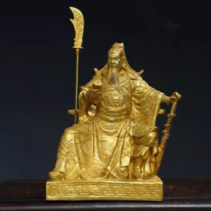 9.2'' China bronze Gilt Dragon Guan Gong Guan Yu warrior God Statue sculpture - Picture 1 of 2