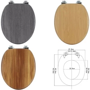 WOLTU Wooden Toilet Seat Soft Close WC Seat Strong Hinge for Standard Toilet - Picture 1 of 14