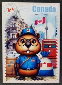 [AG] P784 Canada Postman & Postbox Mailbox National Animal Beaver (postcard *New - Picture 1 of 2