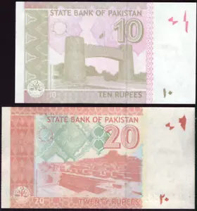 PAKISTAN set 10 and 20 Rupees P-45-55 UNC 2022-2023 - Picture 1 of 2