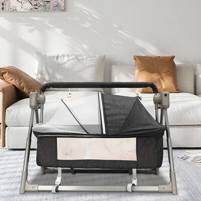 Cuna mecedora eléctrica portátil para bebé con Bluetooth EE. UU. Foto 1 de 4