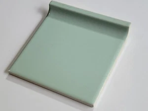 Vtg. 1960s Tilecrest Ceramic Cove Edge Tile 4 1/4" Sq. Light Green Gloss NEW NOS - Picture 1 of 3