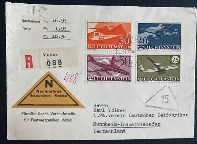 1960 Vaduz Liechtenstein First Day Airmail Cover FDC To Mannheim Germany - Image 1 of 2