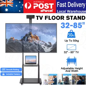 32"-85" TV Floor Stand LCD LED Screen Monitor Bracket Mount Shelf Mobile Trolley - Picture 1 of 12