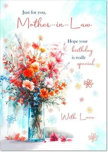 Doodlecards Mother-in-Law Birthday Card Bright Bouquet - Picture 1 of 5