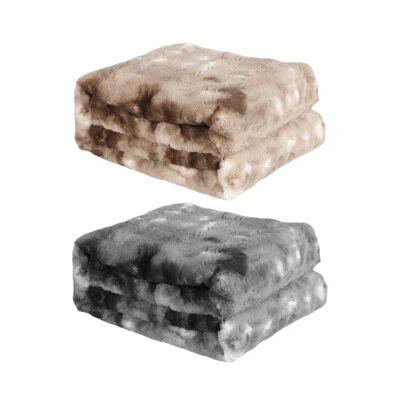 Dreamz Throw Blanket Luxury Tie-dyed Fleece Faux Fur Bed Sofa 500GSM Thick Soft - image 1 of 4
