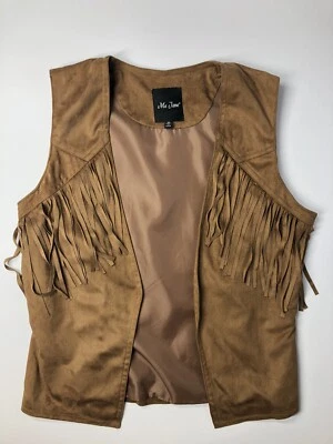 Жилет Me Jane в западном стиле бархатный с кисточками коричневый подростковый размер средний - Изображение 1 из 4