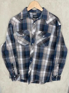 Men's Gioberti Western Style Pearl Snap Long Sleeve Shirt Size M Medium Check - Picture 1 of 7