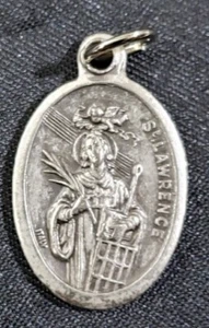 Saint Lawrence Medal - Patron Saint of School Children - 24" Silver Chain - Picture 1 of 3