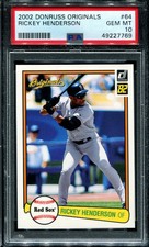 PSA 10 GEM MINT 2002 DONRUSS ORIGINALS RICKEY HENDERSON #64 A'S 27769 B159