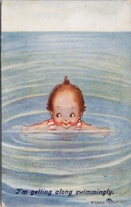 Flora White Artist 'Getting Along Swimmingly' Child in Water #1010 Postcard E99 - Picture 1 of 2