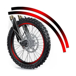 Kungfu Graphics Motorcycle Deco Rim Stickers Tire Decals Red Black, 16 Strips - Picture 1 of 1