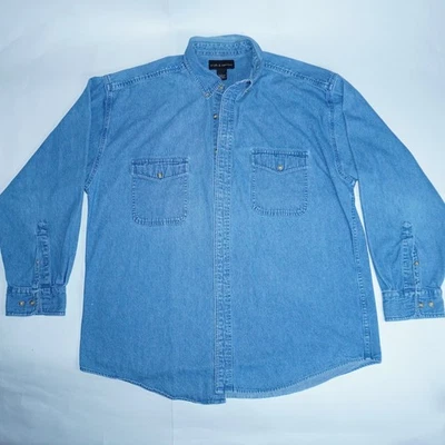 Croft & Barrow Long Sleeve Button Up Shirt Men's Size Large Blue Pockets - Image 1 of 4