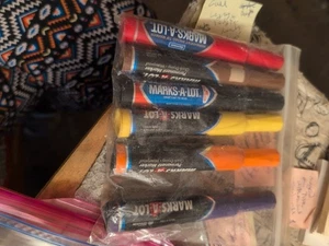 Vtg CARTER'S MARKS-A-LOT Markers Lot Of 6 Orange And Brown Red Yellow  Permanent - Picture 1 of 1