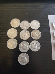 Quartiere Washington 90% argento, pre- 1965, lotto di 10 monete. Zecche assortite buone - Foto 1 di 2
