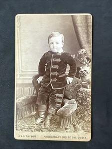 CDV Smart Boy Velvet Suit Boot By Taylor Antique Victorian Fashion History Photo - Picture 1 of 5