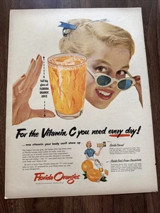 1953 Florida Oranges Citrus Commission Print Ad Vitamin C Every Day! Pretty Girl - Picture 1 of 2
