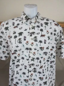 New Ted Baker London Shirt Men's White Animals Trees Jungle Short Sleeve Size 7 - Picture 1 of 5