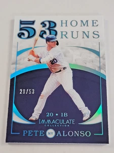 2020 Panini Immaculate Pete Alonso #PA53 53 Home Runs Blue 28/53 B2K9 Foil J - Picture 1 of 2