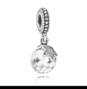 PANDORA Moon And Star Silver/CLEAR CZ FACETED Dangle Charm S925ale - Picture 1 of 5
