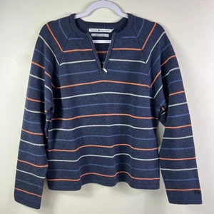 Tommy Hilfiger maglione donna L a righe blu navy arancione bianco 100% cotone Y2K 2000 - Foto 1 di 7