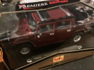 MAISTO 1/18 BURGUNDY H2 HUMMER SUV CONCEPT W OPENING DOORS, HOOD, TAILGATE NICE - Picture 1 of 9