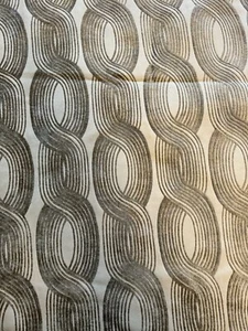 4.5 YARDS Beige Grey Geometric Velvet Textured Upholstery Drapery Fabric 58" w - Picture 1 of 4