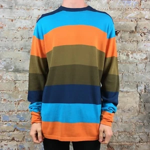 Felpa maglione girocollo Addict a righe larghe maglia fine nuova - Taglia: S,M,L - Bruciata - Foto 1 di 1