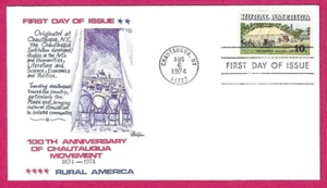 USA 1974 Bazaar FDC - 100th Ann. CHAUTAUQUA MOVEMENT  - Fdi  CHAUTAUQUA, NY - Picture 1 of 1