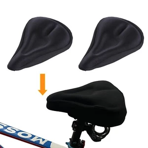 Cojín de asiento ancho suave para bicicleta de montaña cojín de sillín cómodo negro 2 piezas - Imagen 1 de 13