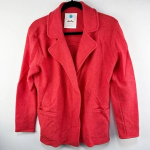 Sparrow {Anthropologie} Red Boiled Wool Blazer Sweater Open Front Size Medium - Picture 1 of 6