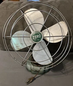 Vintage Zero Electric Metal Fan Works Tested Teal Art Deco Desk MCM 1260R - Picture 1 of 10