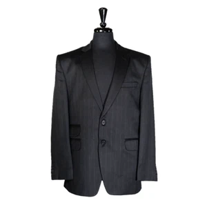 Mens 42R Gray Striped Wool Blazer Sport Coat 2 Button Formal Office Work Jacket - Picture 1 of 7