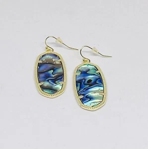 Amazing Kendra Scott Gold Elle Abalone Shell Hook Earrings - Picture 1 of 3