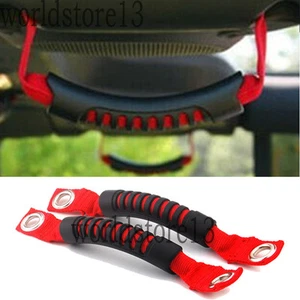 Rubber Side Grab Handles Headrest handles-Red fits Jeep Wrangler JK 07-18 - Picture 1 of 7