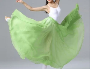 Maya Antonia Custom Made Wrap Circle Chiffon Maxi Skirt/Dance/Lime Green/Peach - Picture 1 of 15