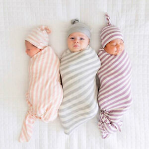 2Pcs Newborn Infant Baby Boy&Girl Swaddle Blanket Sleeping Wrap+Hat Sets
