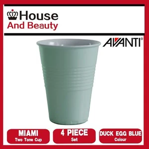 NEW 4 x Avanti - Miami Melamine 400ml Two Tone Cup Duck Egg Blue x 4 Piece Set - Picture 1 of 3