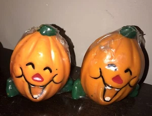 Vintage Halloween Candles Jack-O-Lantern Set Of 2 Pumpkin Korea - Picture 1 of 10