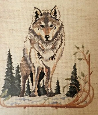 90s Vintage Needlework Embroidery Wolf Counted Cross Stitch KIT Wildlife - Image 1 of 4