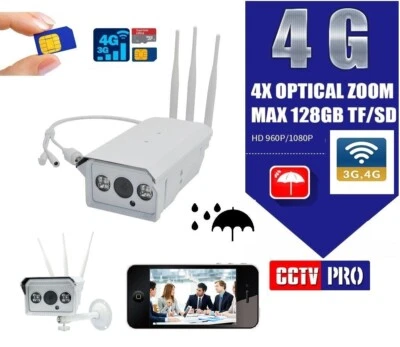 TELECAMERA IP CAM 4G 3G GSM WIFI CLOUD 2 MPX WIRELESS SD ONVIF CAMERA SIM ZOOM - Immagine 1 di 3