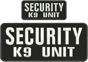 SECURITY K 9 U Embroidery Patches4 x10 & 2x5 hook on back BLACK  white - Picture 1 of 1
