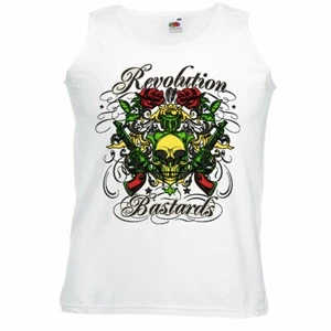 Camiseta sin mangas REVOLUTION BASTARDS GRAFFITI CALAVERA MOTOCICLISTA ROCKER MOTOCLUB MC GÓTICO - Imagen 1 de 1
