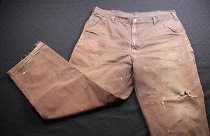 Distressed Carhartt Brown Pants Jeans 38 X 30 Work Wear - Faded Paint B11 DBK - Picture 1 of 12