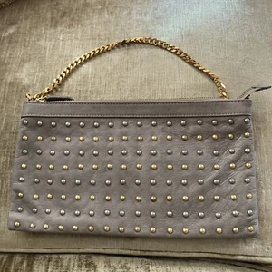 Milano Popcorn Leather Beige Studs Shoulder Bag-EXCELLENT CONDITION-ITALY - Picture 1 of 6