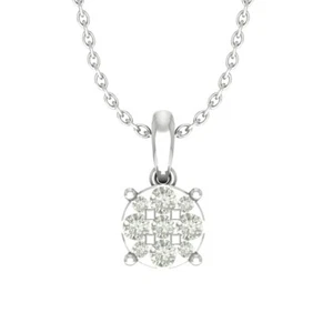 Sterling Silver Round Diamond Cluster Pendant Necklace 1/4ct, 18", 1.79g - Picture 1 of 6